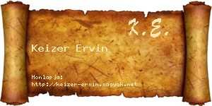 Keizer Ervin névjegykártya